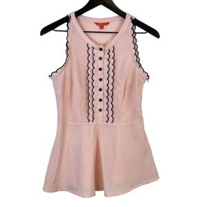 ModCloth (S) Polyester Scallop Trim Peplum Popover Sleeveless Top Pink